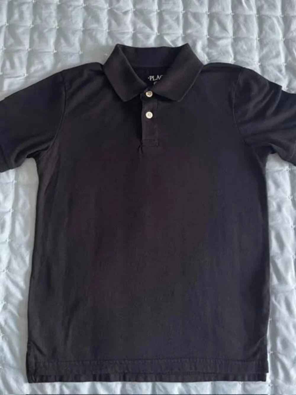 The Children's Place Boys Black Short Sleeve Polo Shirt Size M 7/8 3-Button